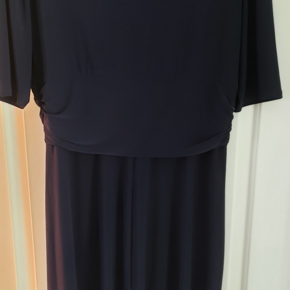 Chaps Dark Navy Blue Dress XL, Polyester, Elbow Length Sleeve - Picture 5 of 7
